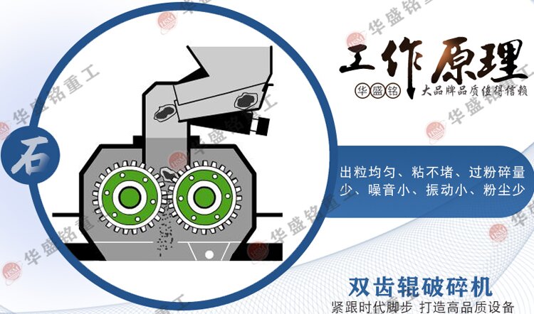 雙齒輥破碎機體積小破碎比大專為石膏陶瓷等脆性物料設計